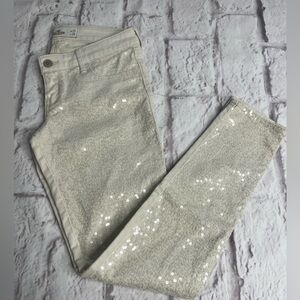 Hollister juniors Cream Sequin Skinny Jeans size 5R